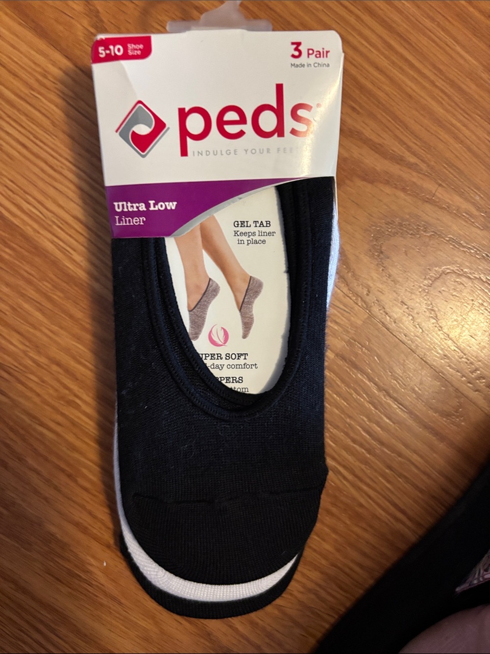 Nwt Peds Ultra Low Liner No-Show Socks - Black (3 Pair)